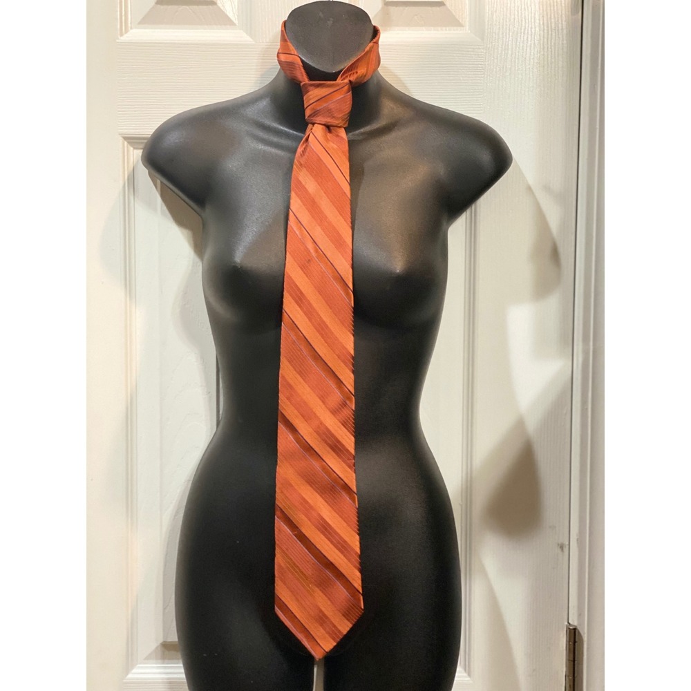Perry Ellis Portfolio Men's Orange Striped Necktie Professional Career